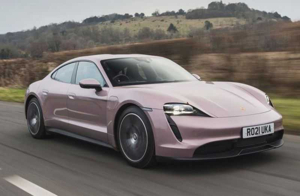 Профиль Porsche Taycan 2022 - аэродинамический силуэт fastback на дисках Mission E Design 21 дюймов